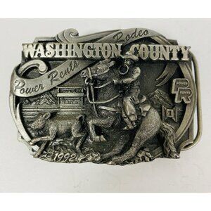 Belt‎ Buckle Washington County Oregon Power Rents Rodeo 1992 Fair Commemorative